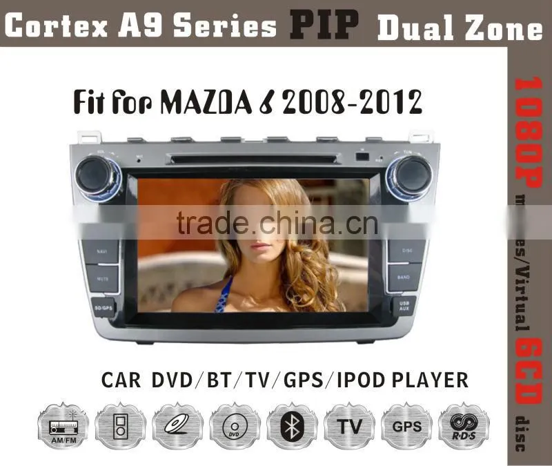 8inch HD 1080P BT TV GPS IPOD Fit for MAZDA 6 2008-2012 double din car gps dvd