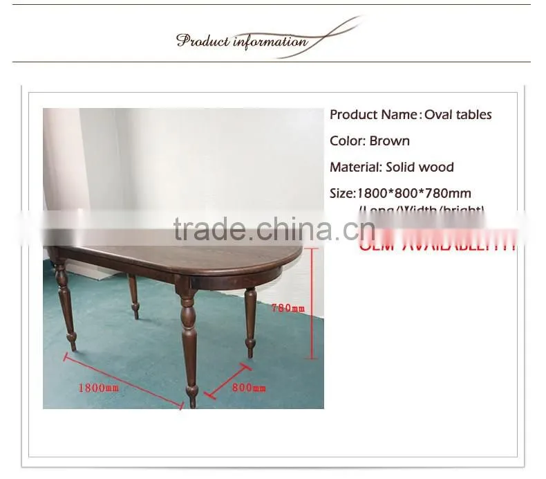2016 Happy Classic Wild Type Brown Oval Wooden Dining Table Room Furniture