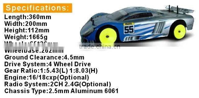ERC101 1/10th nitro car 4WD on-road rc model SH16 Engine