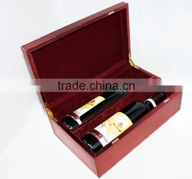 High Quality Faux Leather Wine Box/Wooden Wine carrier/Double Wine Case