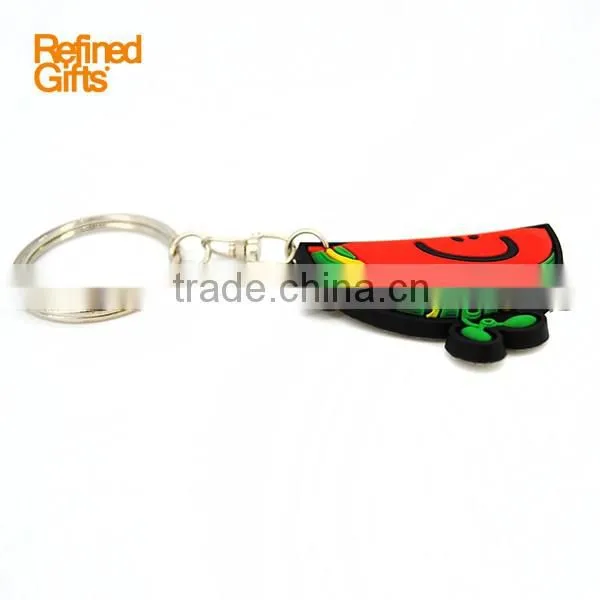 2016 New Style Trendy Novelty PVC Rubber fruit series watermelon shape fashion keychain