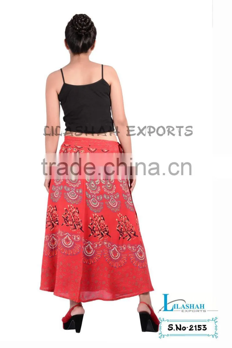 2153 Rayon Mandala Printed Long Skirt Rayon Block Printed Skirt Garments ladies fashion woman skirt suit long rayon skirts