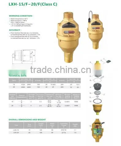 Remote Transmission Pulse Output Class C Volumetric Rotary Piston Water Meter