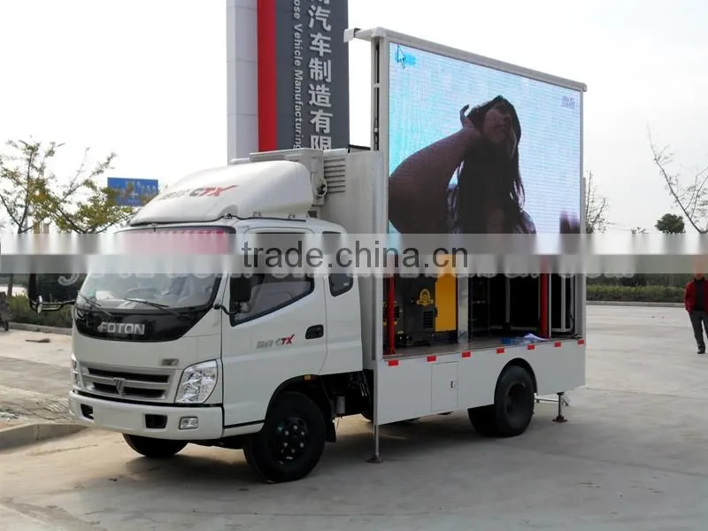 FOTON 4X2 100hp minintype Ad truck,Outdoor mobile advertising LED display screen truck
