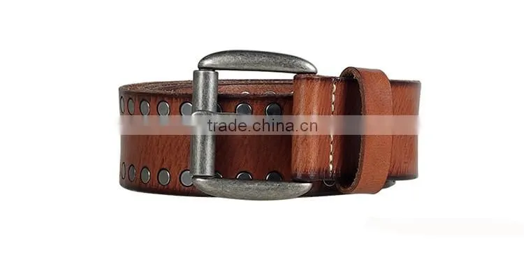 Customized rivets cow leaher belt for men