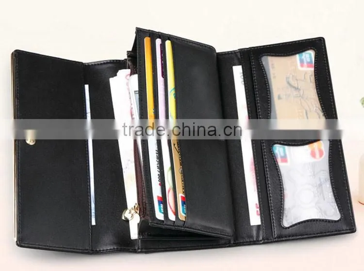 Classical saffiano leather wallet with metal frame