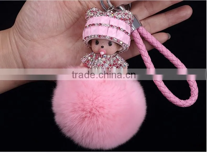 Popular new design real fur mengqiqi keychain