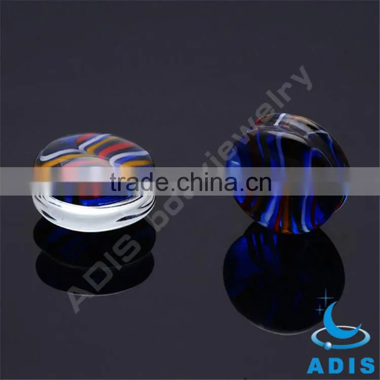 Custom Grain Glass Ear Plugs Tunnel Piercing