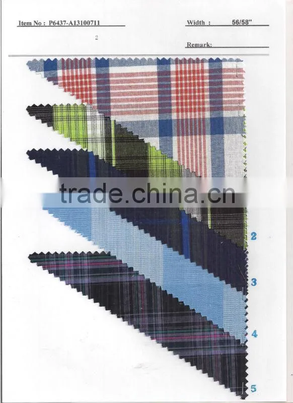 100% Cotton Yarn Dyed Shirting Fabric Textile Stock:P6437-A13100711