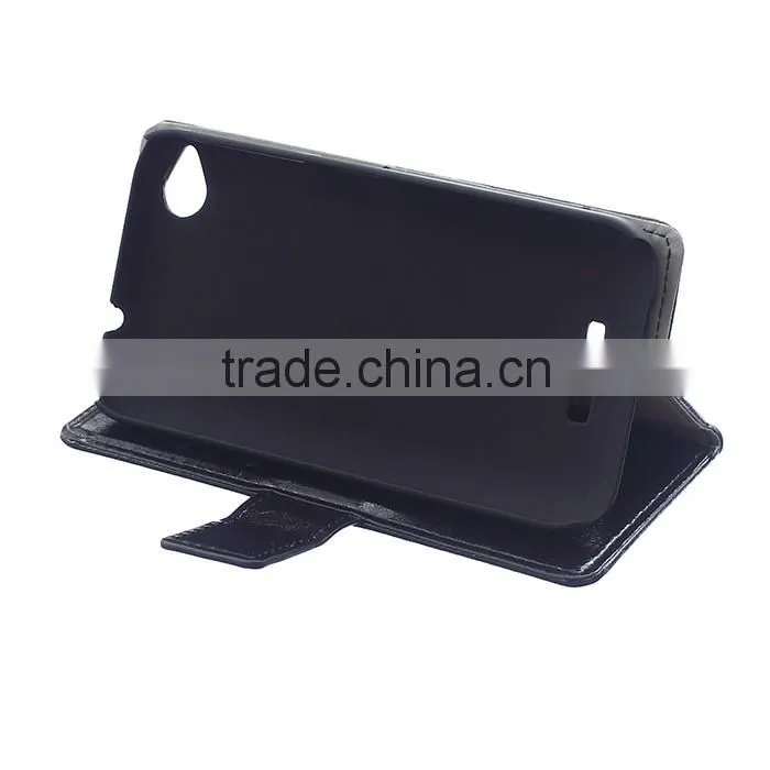 Wholesale color crazy horse pu lether case for htc 320/526/728/828/one A9 support adjustable stand function wallet case