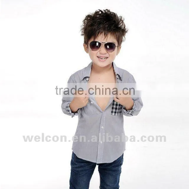 new fashion design brand OEM in china long sleeve kids shirt cotton kids clothing