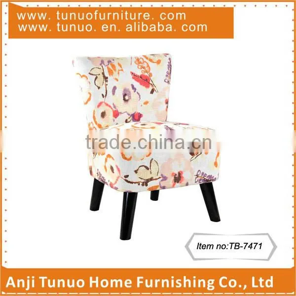 Cafe chair, Flower linen fabric cover, black finish rubber wood legs K/D LEGS,TB-7471
