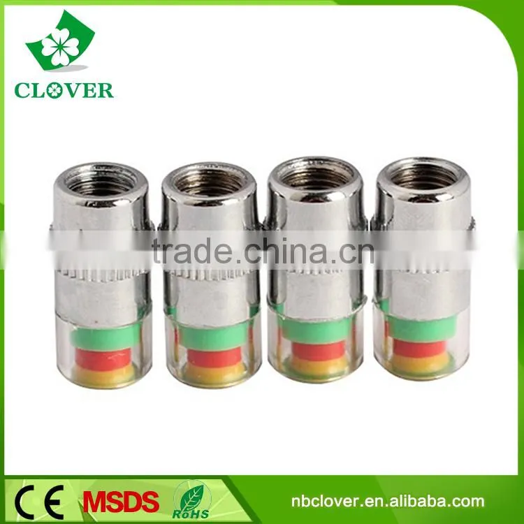 36PSI 2.4 Bar 4Pcs Car Tire Pressure Monitoring Air Alert Chromed Metal Car Tire Valve Caps