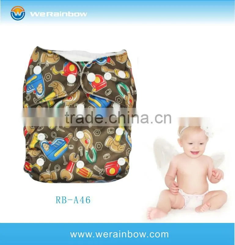 Animal Printed Fitted Cloth Diaper For Baby