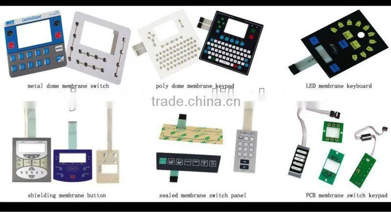 custom electrical circuits membrane switch and film keypad with embossed rount metal snap dome and 3M adhesive