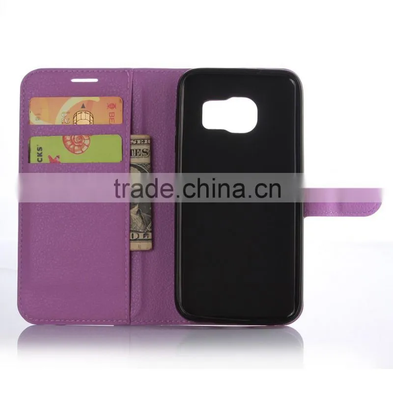 HOT SELLING Luxury Case for Samsung GALAXY S7 edge PU Lichee Leather Flip Cover with Wallet