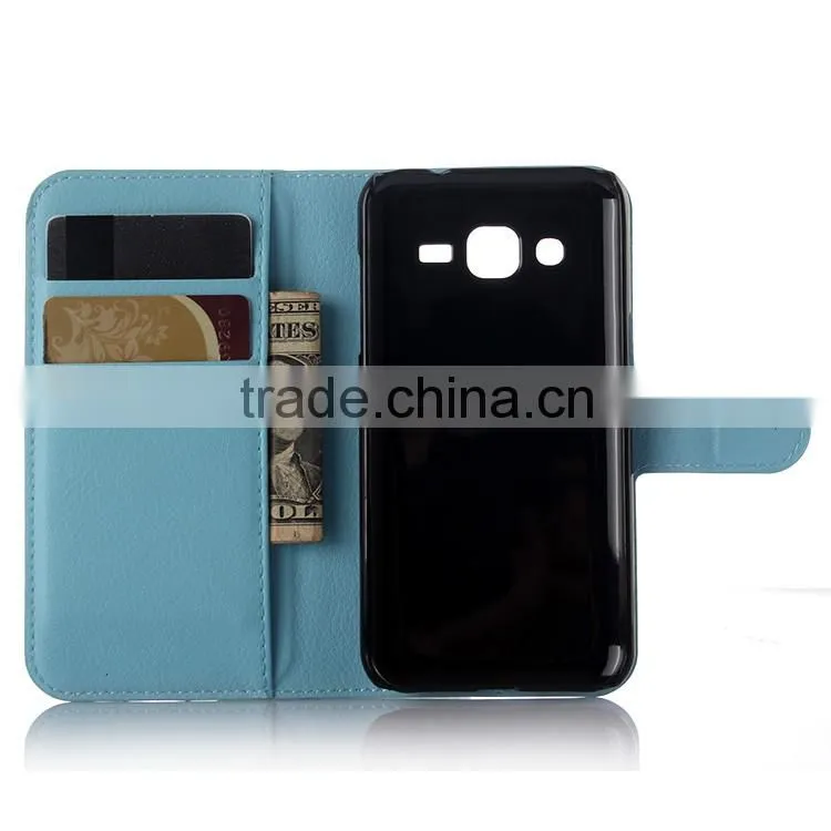 High Quality Leather Holster Card Wallet Folio Stand Flip Case Cover for Samsung GALAXY J3