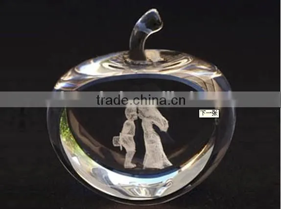 2016 Wholesale apple shaped crystal paperweight with personal photo