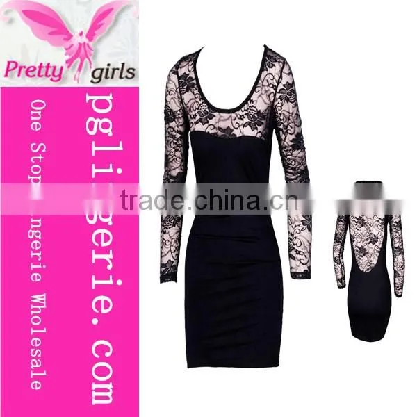 Fashion Sexy Black Long Gown Sleepwear long net dress