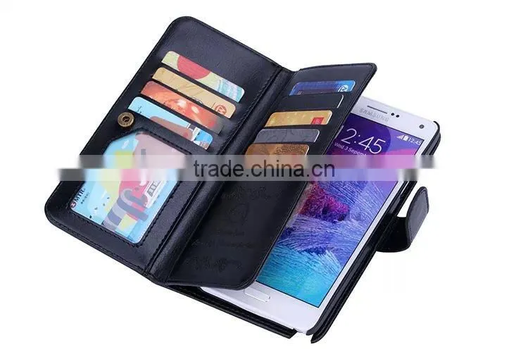 2015 UNIQUE PU Leather back shell case for Samsung Galaxy note 4 Wallet case,fashion pattern with 9 card slots