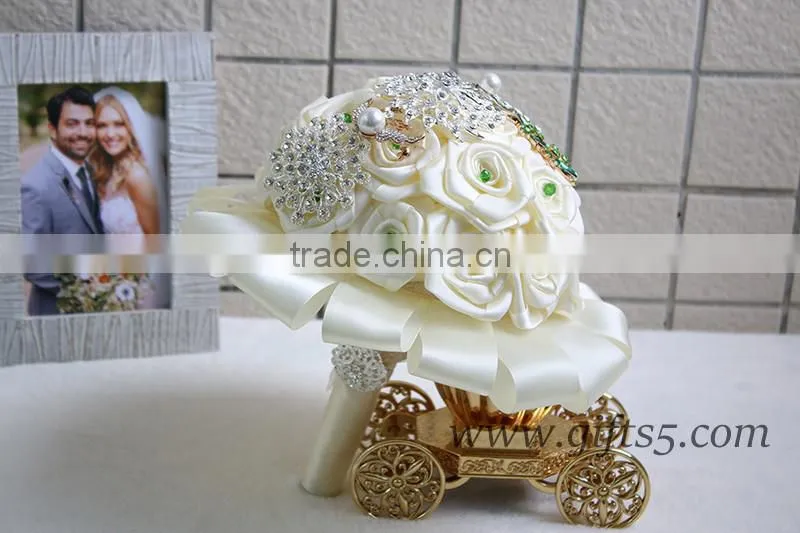 Custom Beaded Bouquet Jeweled Flower Bridesmaids Bouquet in handmade