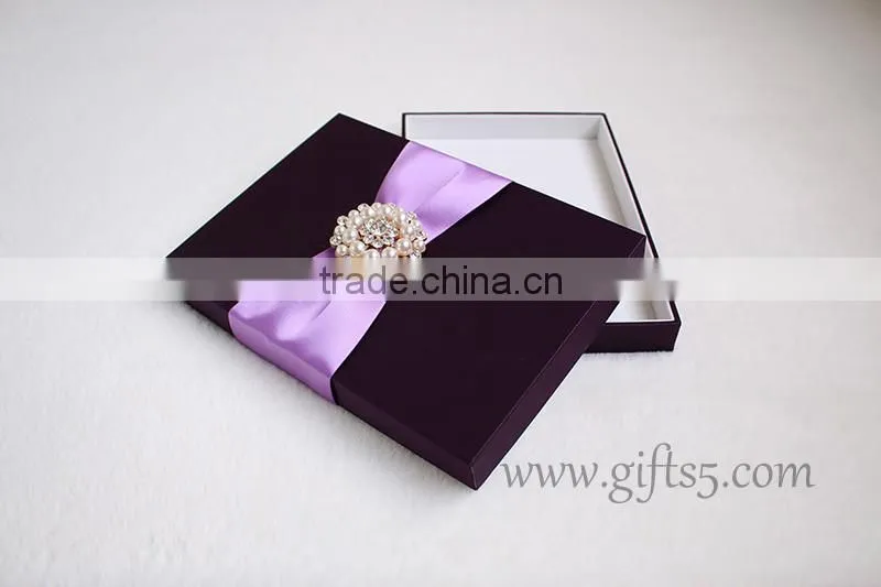 2016 latest Wedding Gift Box for invitation cards with ribbon custom made