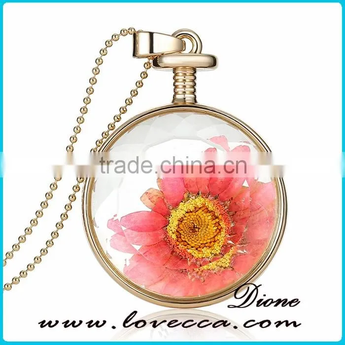 Factory Custom-made fashion gifts jewelry round Real Pressed Flower