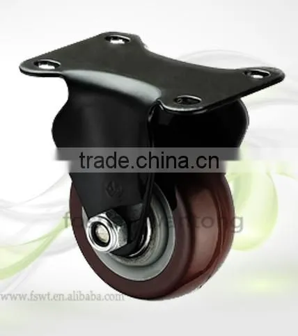 5 Inch Black Metal Plate Industrial Fixed Polyurethane Caster Wheel