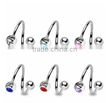 HOT Stainless Steel S Spiral Helix Ear Stud Lip Nose Ring Cartilage Piercing