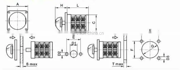 electrical rotary switches cam switch change over switch LW31-50 1-0-2