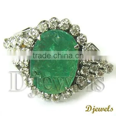 Natural Emerald Rings, Diamond Wedding Rings, White Gold Jewelry
