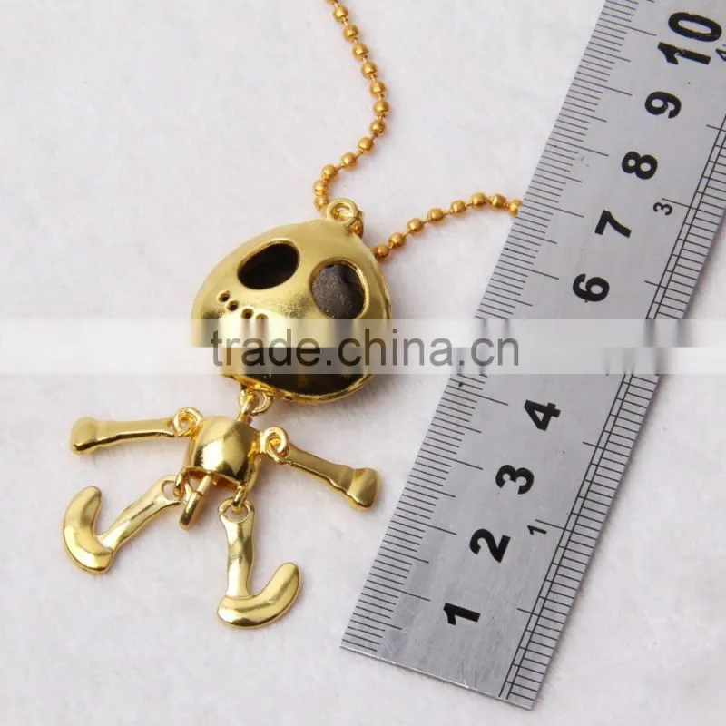2015 New Fashion Vintage imitation Jewelry big eyes UFO Alien Skull Head Pendants Long Sweater Chain Necklaces