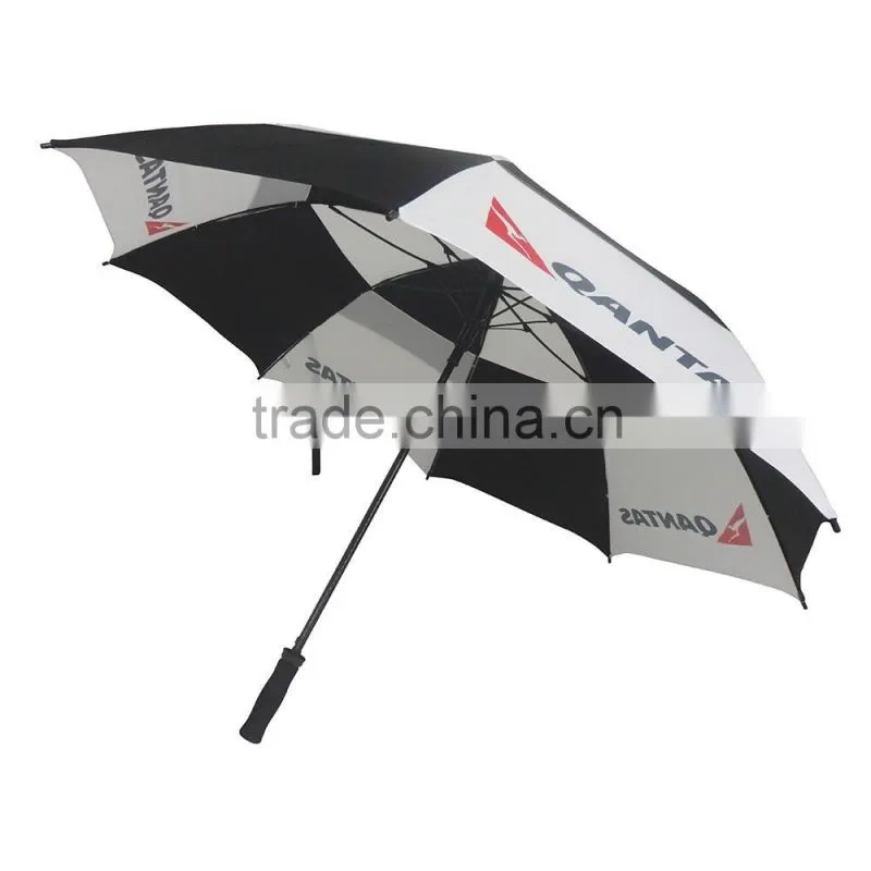 30" strong fiberglass frame windproof double canopy golf umbrella