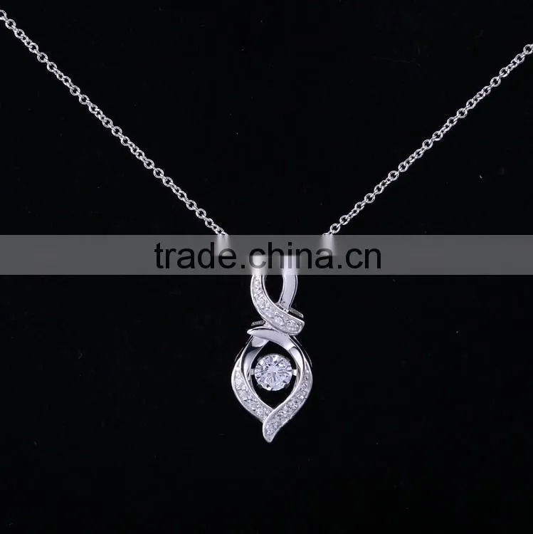 Solid 925silver pendant necklace fashion jewelry,crystal perfet pendant necklace