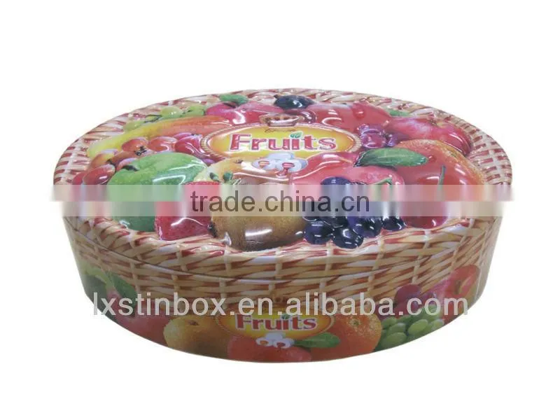Oval shape 3D embossing fruit tin can