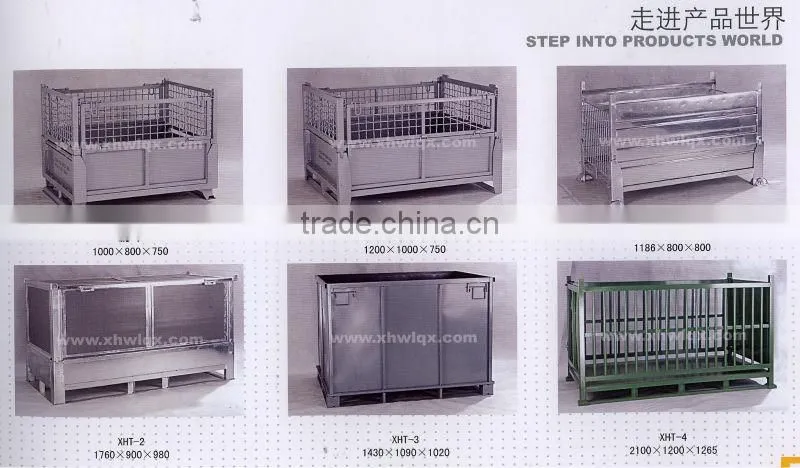 Stackable wire mesh crate folding steel box/bin/container