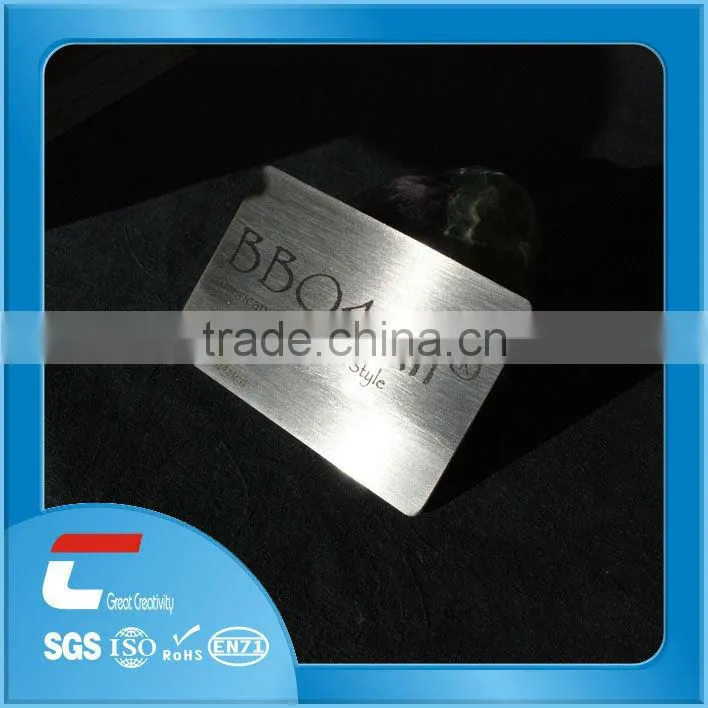 matte stainless steel card with magnetic stripe and signature silver printing