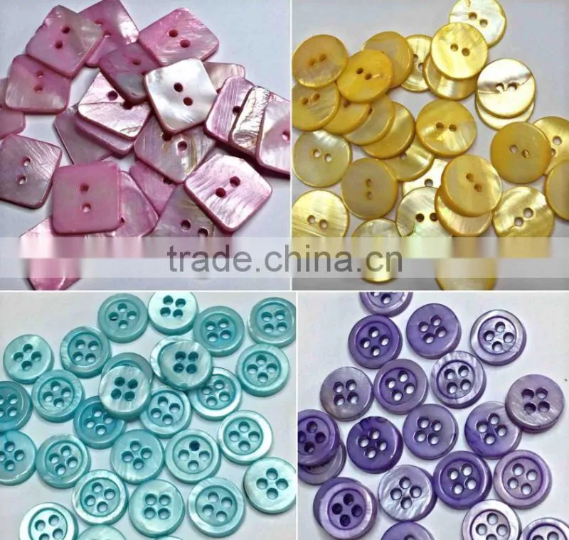 Colorful square and round natural shell buttons