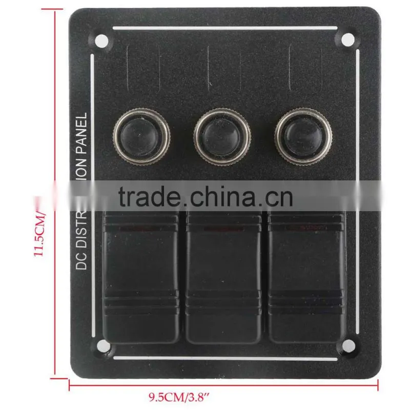 Marine/Boat/RV/Yacht 3 Gang Aluminum LED Waterproof Rocker Switch Panel