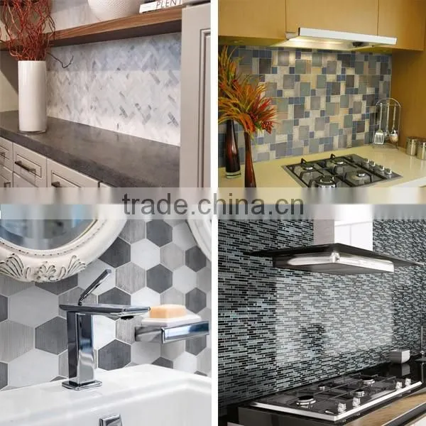 Newsar 1'' Gray Wooden Marble Hexagon Light Grain Wood Mosaic for Bathroom