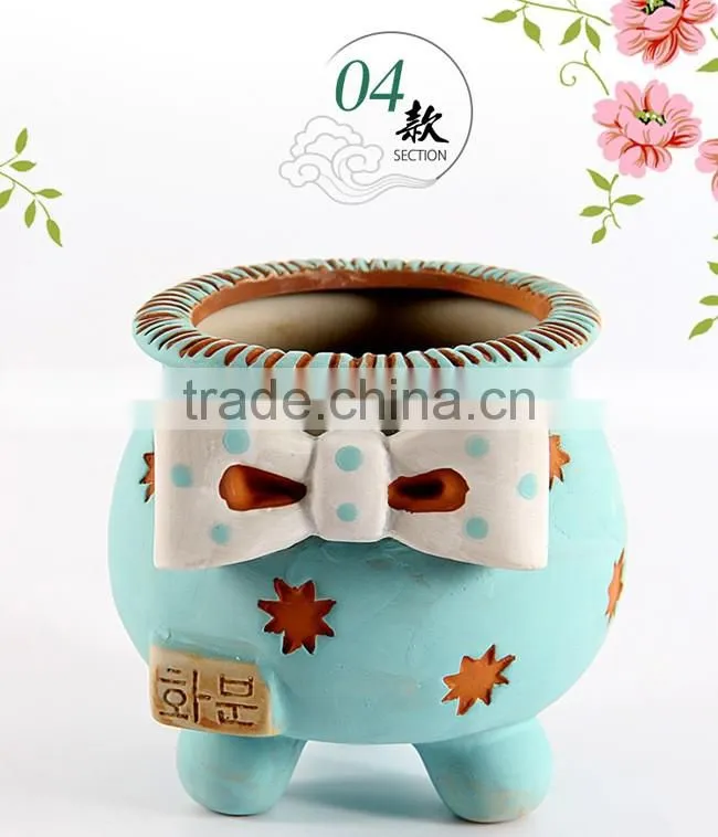 Korean style hand painting ceramic small decorative flower pots