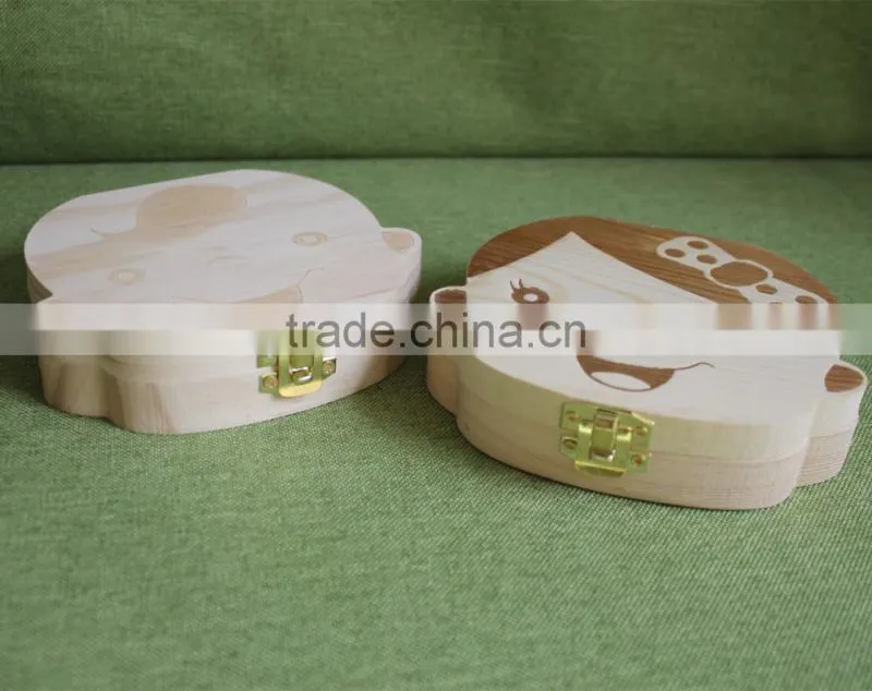 Unique christmas gifts Custom Children toy organizer storage Baby milk Teeth laser Wooden growth memory tooth gift packing box