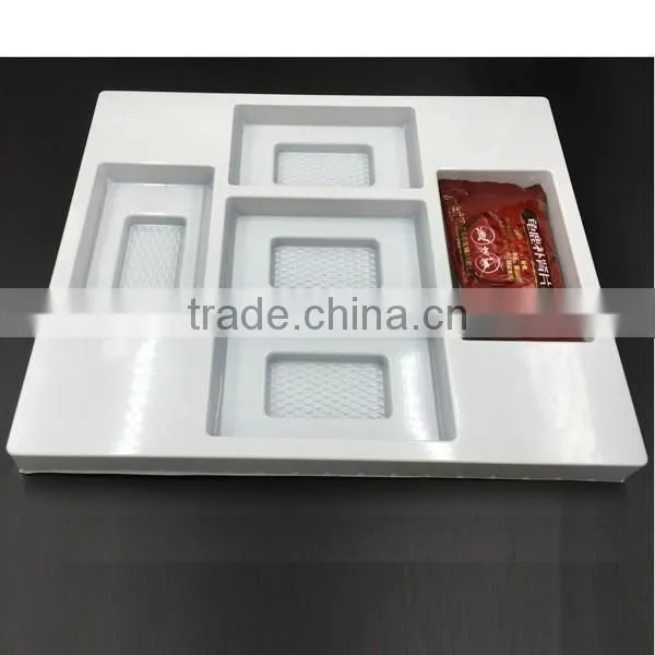 Clear and white food grade blister PET 4 compartment food tray