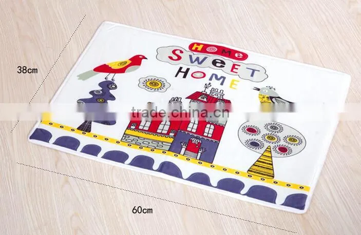 Mix Styles Stock Square Home Plush Water Absorption Non-Slip Mat- Cat&Fish