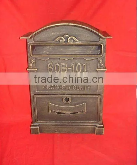 Euro Style cast iron or aluminum post mailbox, cast iron wall mailbox