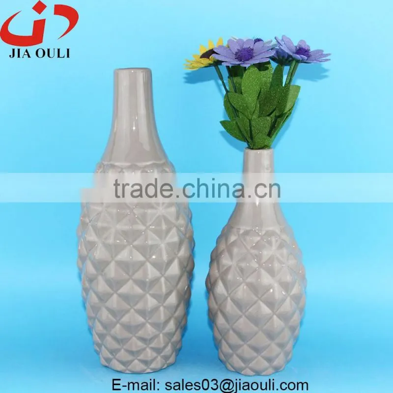 2016 hot sale home decoration grey ceramic tall vase, chinese flower vase