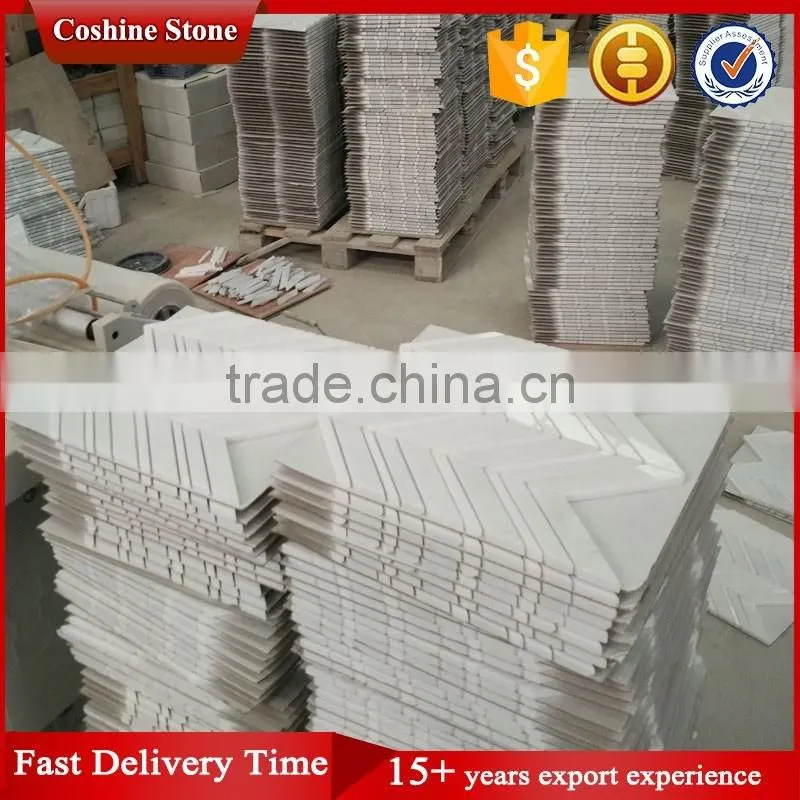 Hotel Wall Used Arrow Shape White Carrara Marble Stone Mosaic Tiles