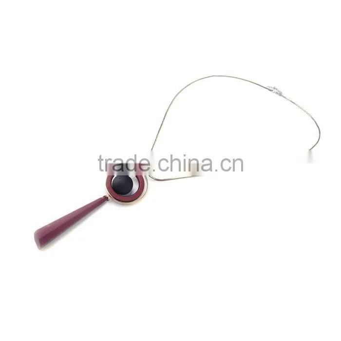 chunky bead ball wood hoop gold hoop rubber strip pendant necklace long geometric necklace