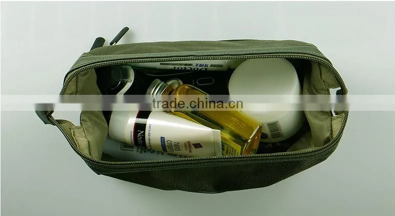 Fashion PU+polyester folding men toiletry bag for travel