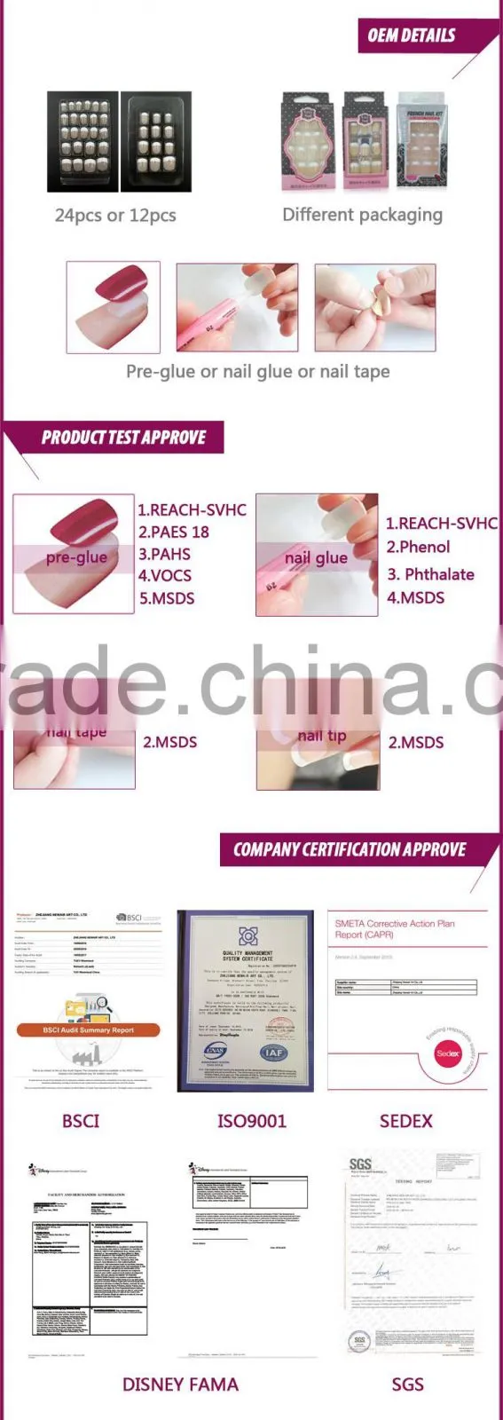 Wholesale french style beautiful arcylic nail tips